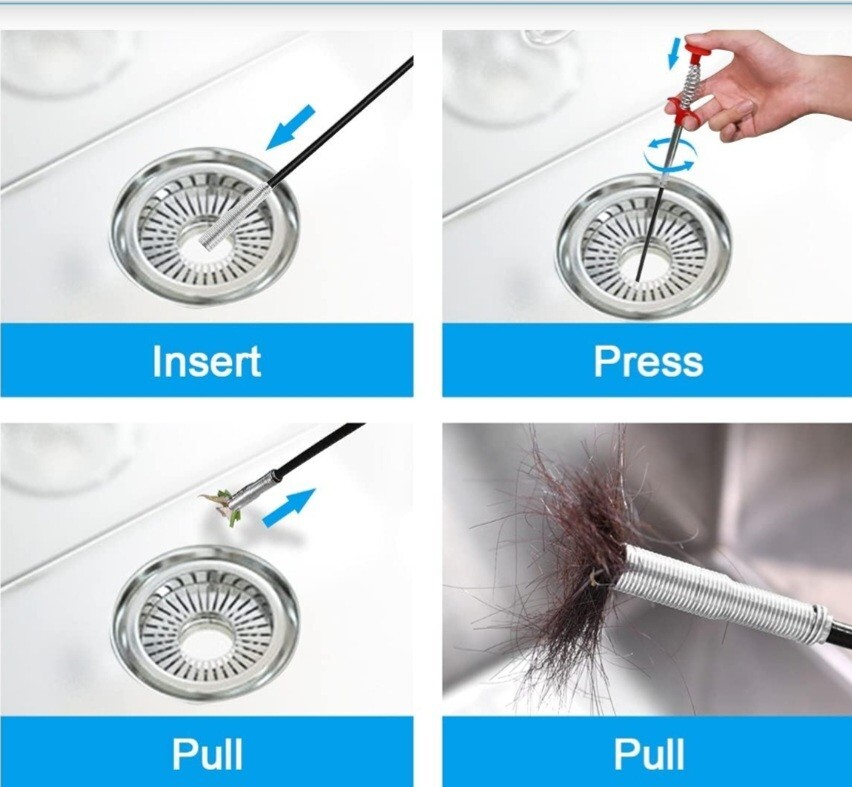 6+1 pcs Hair Drain Cleaner Tool 25″ Snake Drain Clog Remover Tools for Sink Tube
