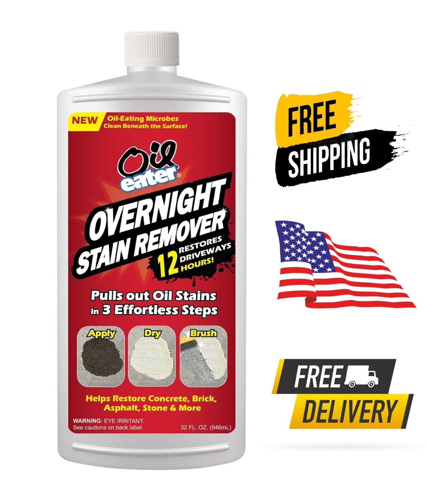 32 Oz Overnight Stain Remover for Cleaning Oil Stains on Concrete, Driveway