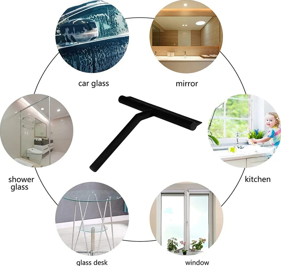 Shower Squeegee Glass Door Wall Cleaner with Silicone Holder Bathroom Wiper