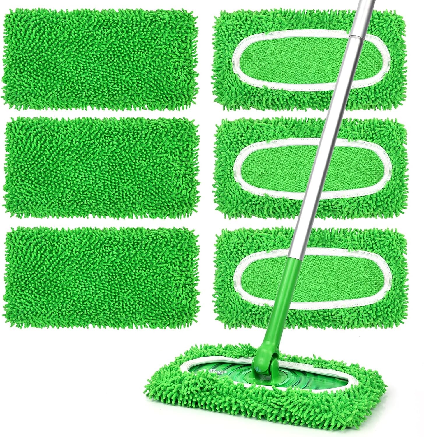6 Pcs Reusable Microfiber Mop Pads Replacement for Sweeper Mop Washable Refills