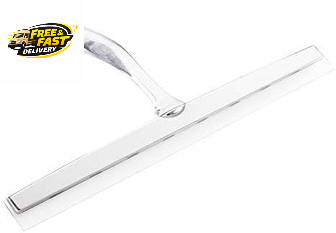 Idesign Zia Metal and Plastic Bathroom Squeegee for Shower, Glass Doors,