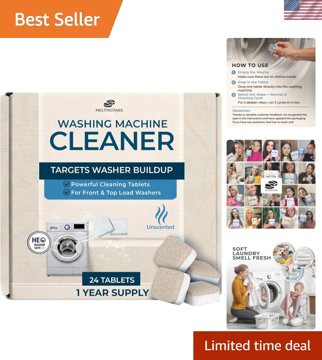Washing Machine Cleaner Tablets, 24 Pack 12- Supply — Deep-Cleaning Descaler …