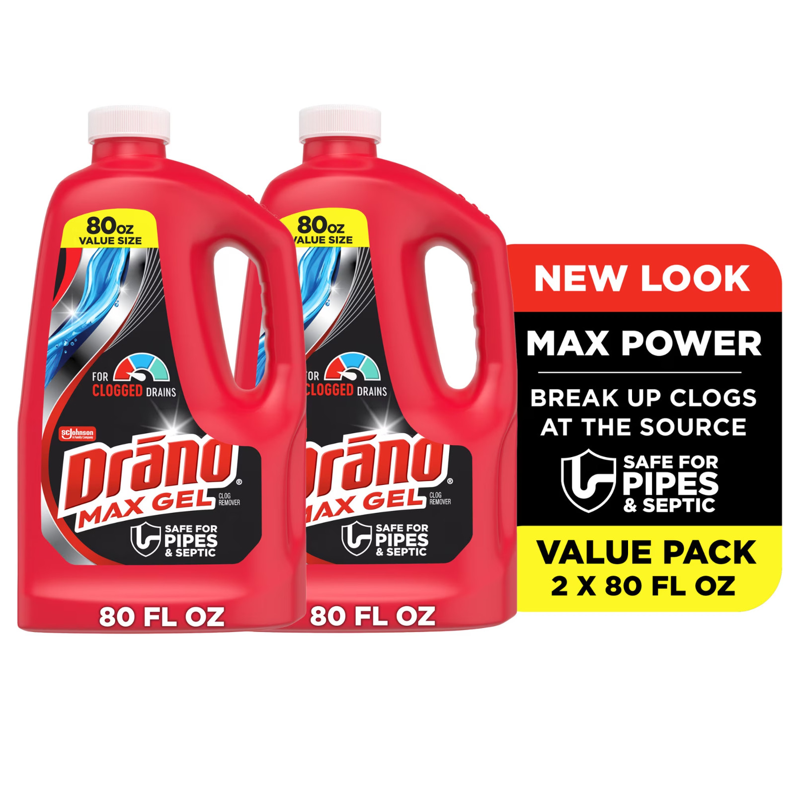Drano Max Gel Drain Clog Remover, 160 Ounces, 2 Count