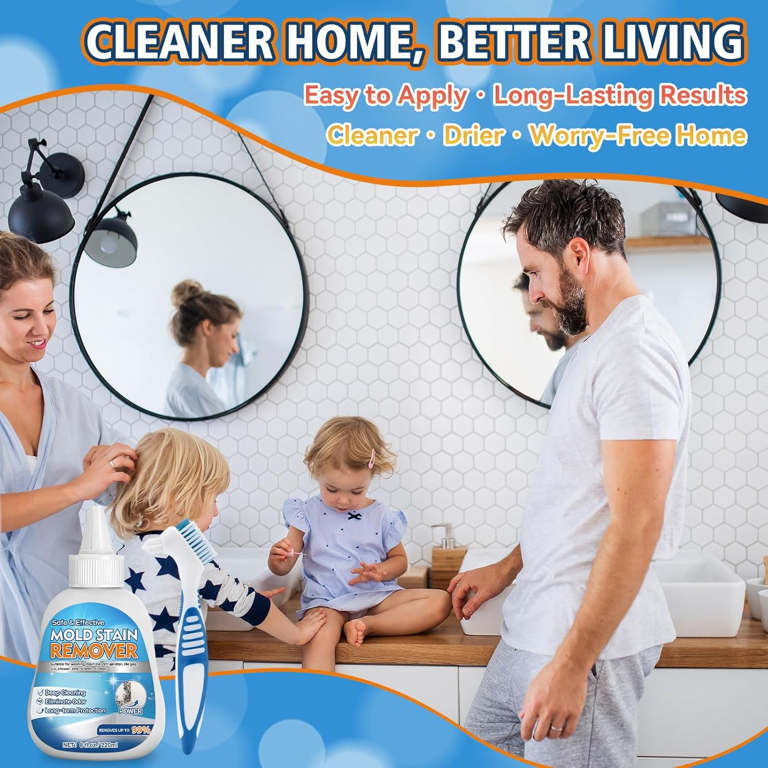 Home Mold Stain Remover Gel for Washer Seal, Thick No Scrub Mold Cleaner for Fro