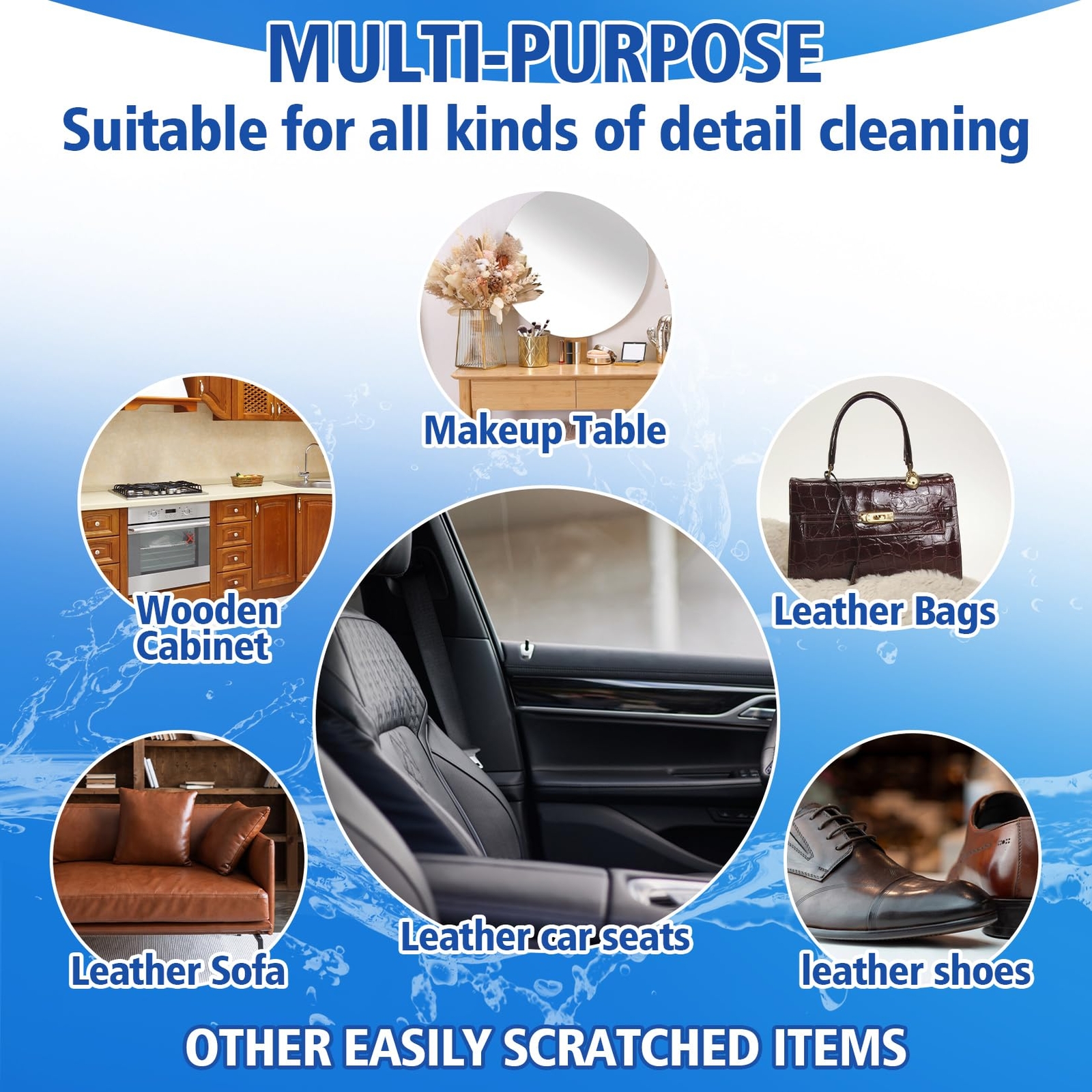 4PCS Microfiber Pads Detailing Sponge Two Sides,Microfiber Cloth &Nylon Bristle