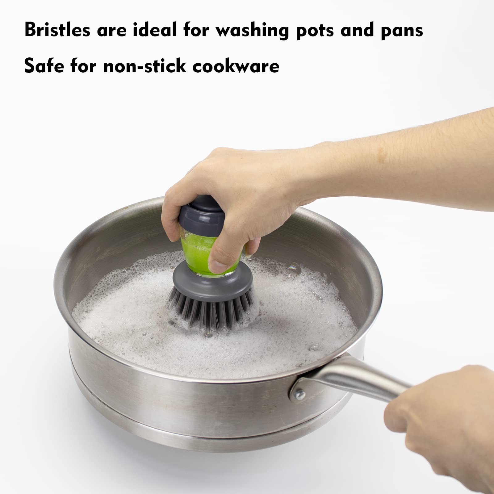Dish Brush with Soap Dispenser Kitchen Scrub Brush for Dishes Pots Pans Sink Cl