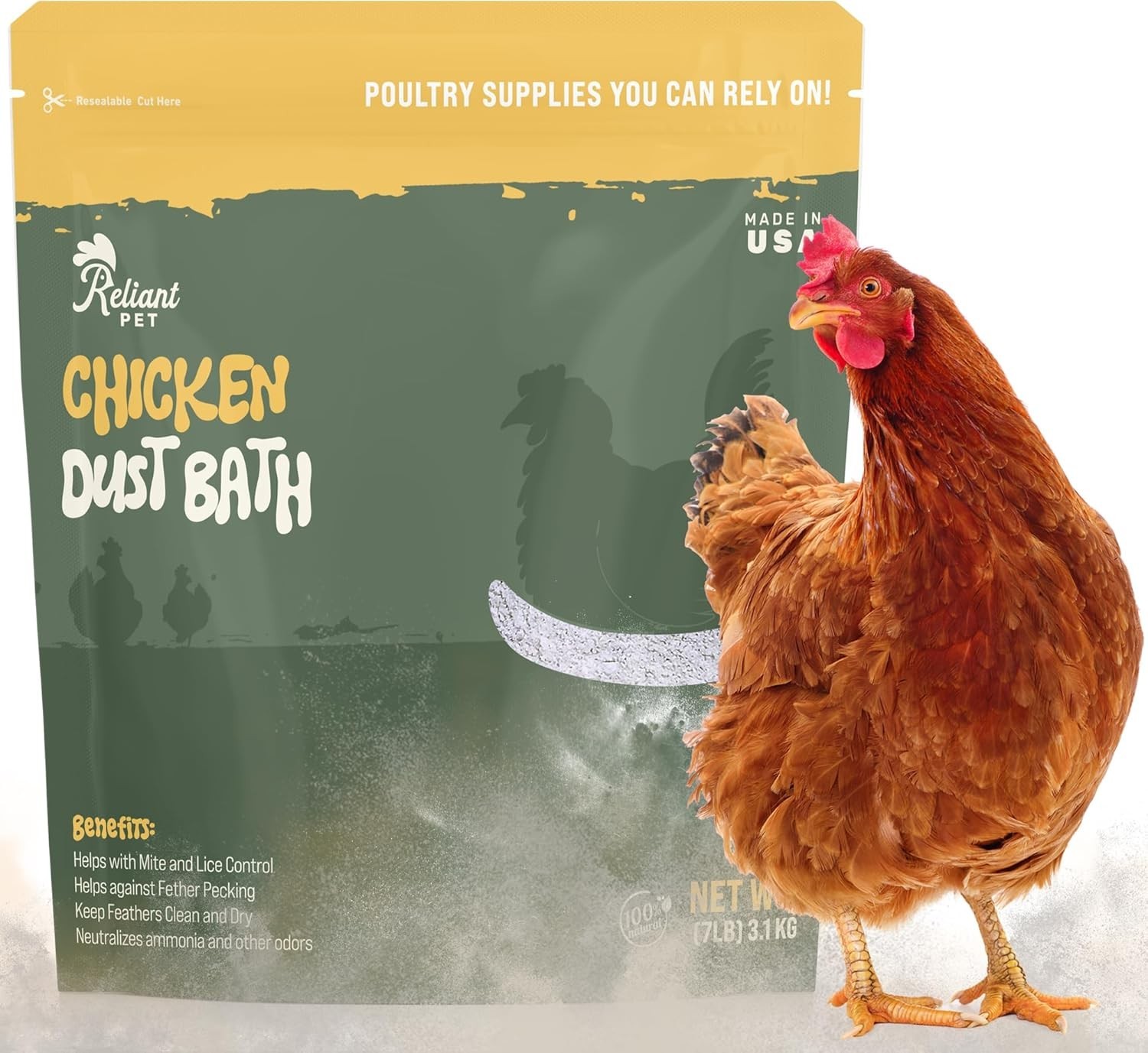 Chicken Dust Bath – 7lbs, Made in USA Natural Dust Bath for Chickens – Ideal Chi