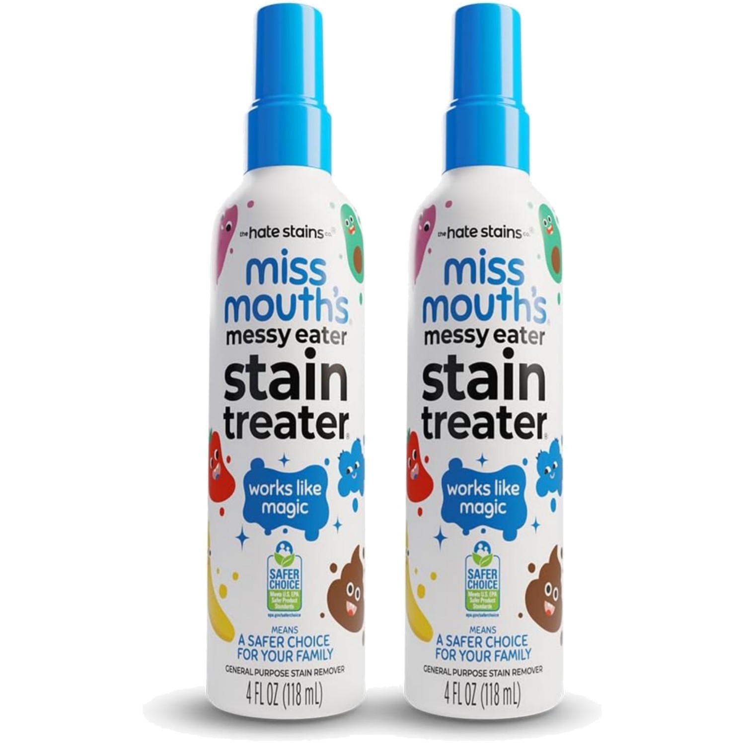 Concentrated Stain Remover Spray for Fabrics – Baby & Adult – 4oz 2-Pack