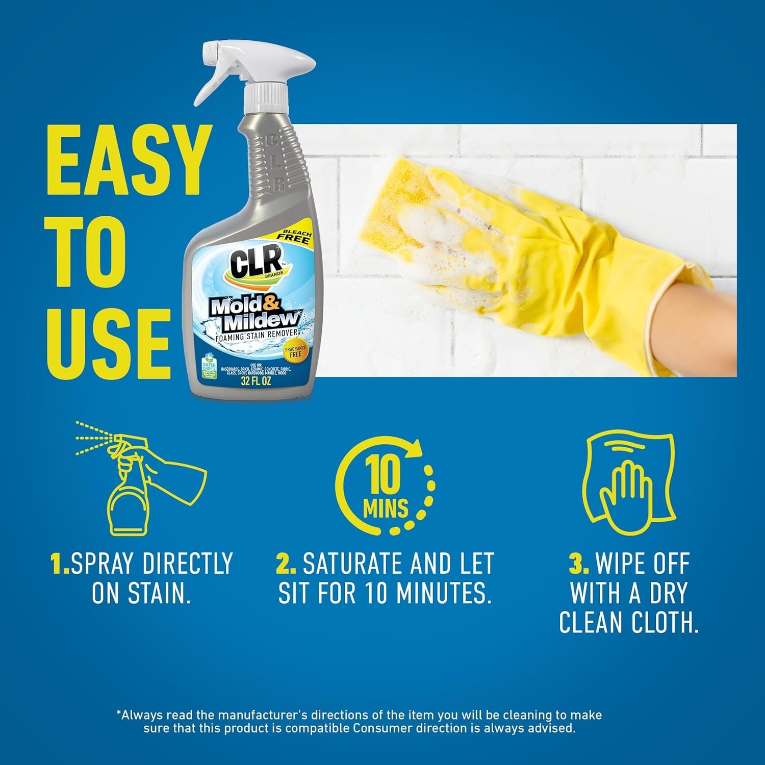 Unscented 32 oz. Mold & Mildew Cleaner – Powerful Stain Remover Spray