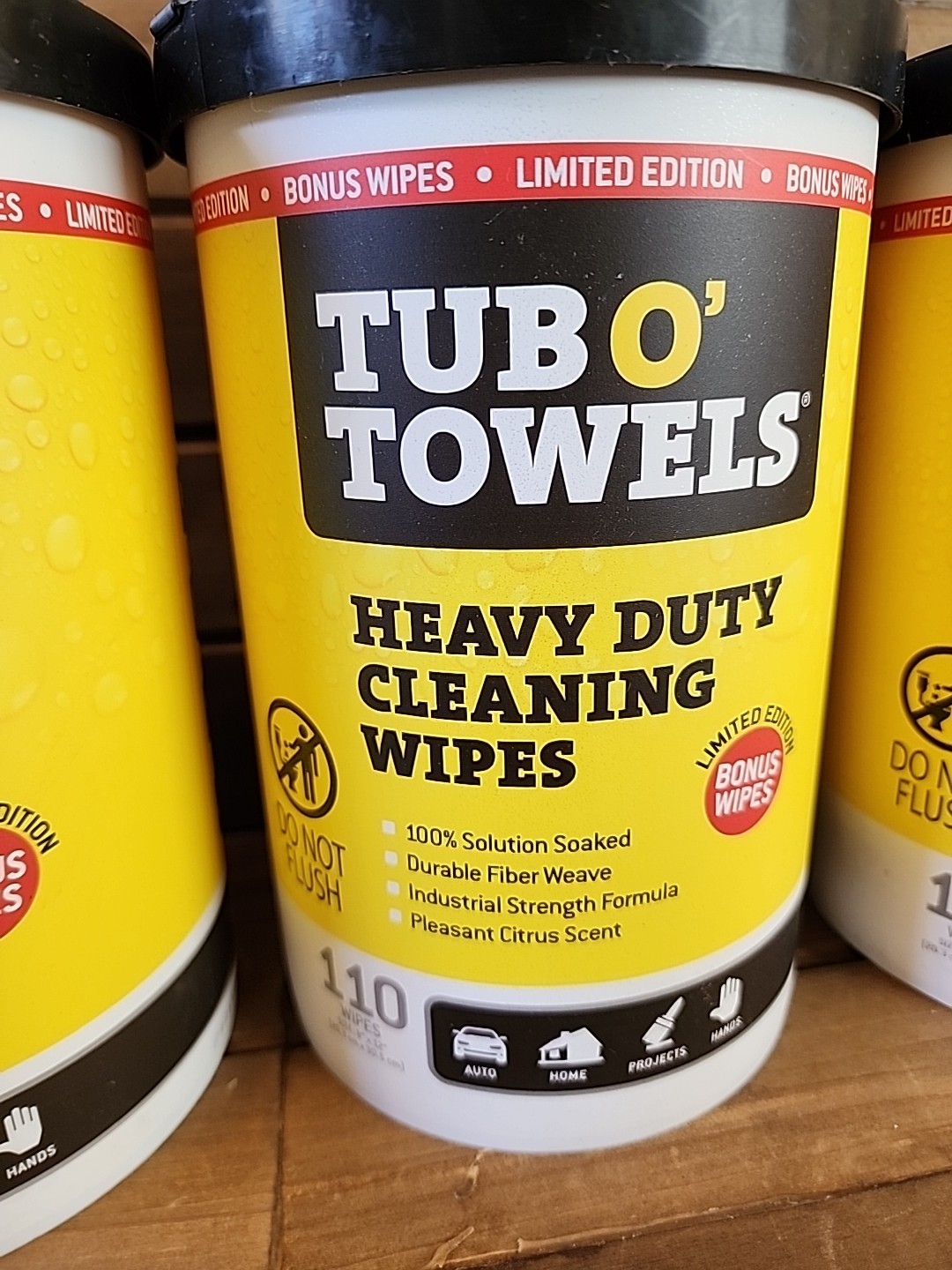 4 Pack Tub O’ Towels 110 Wipes Each 8″x12″ Citrus – 440 Cleaning Multi Surface