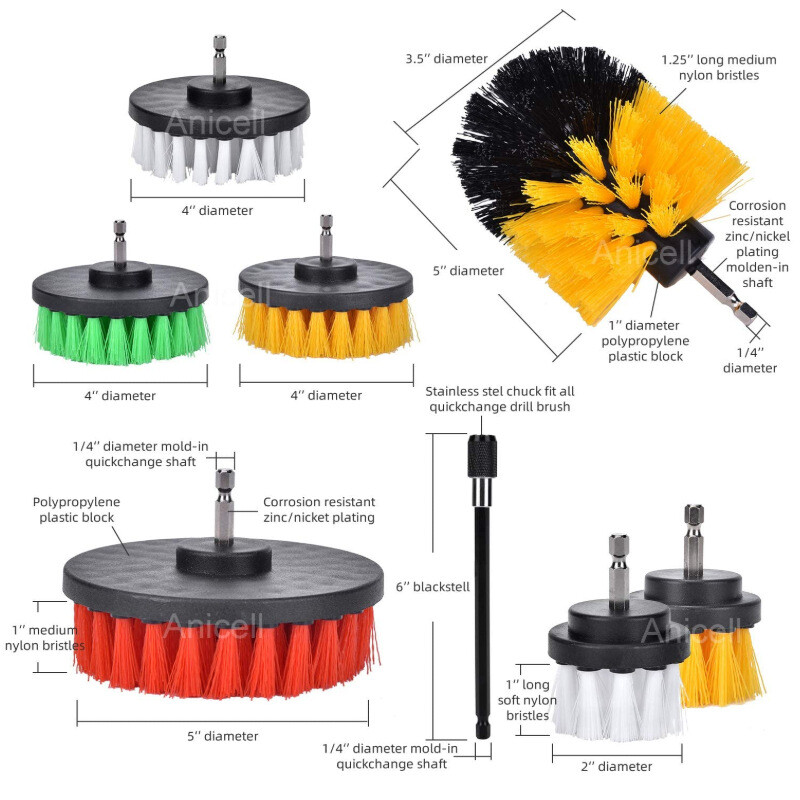24 Pieces Drill Brush Attachment Set Power Scrubber Cleaning Kit Electric Scrubb
