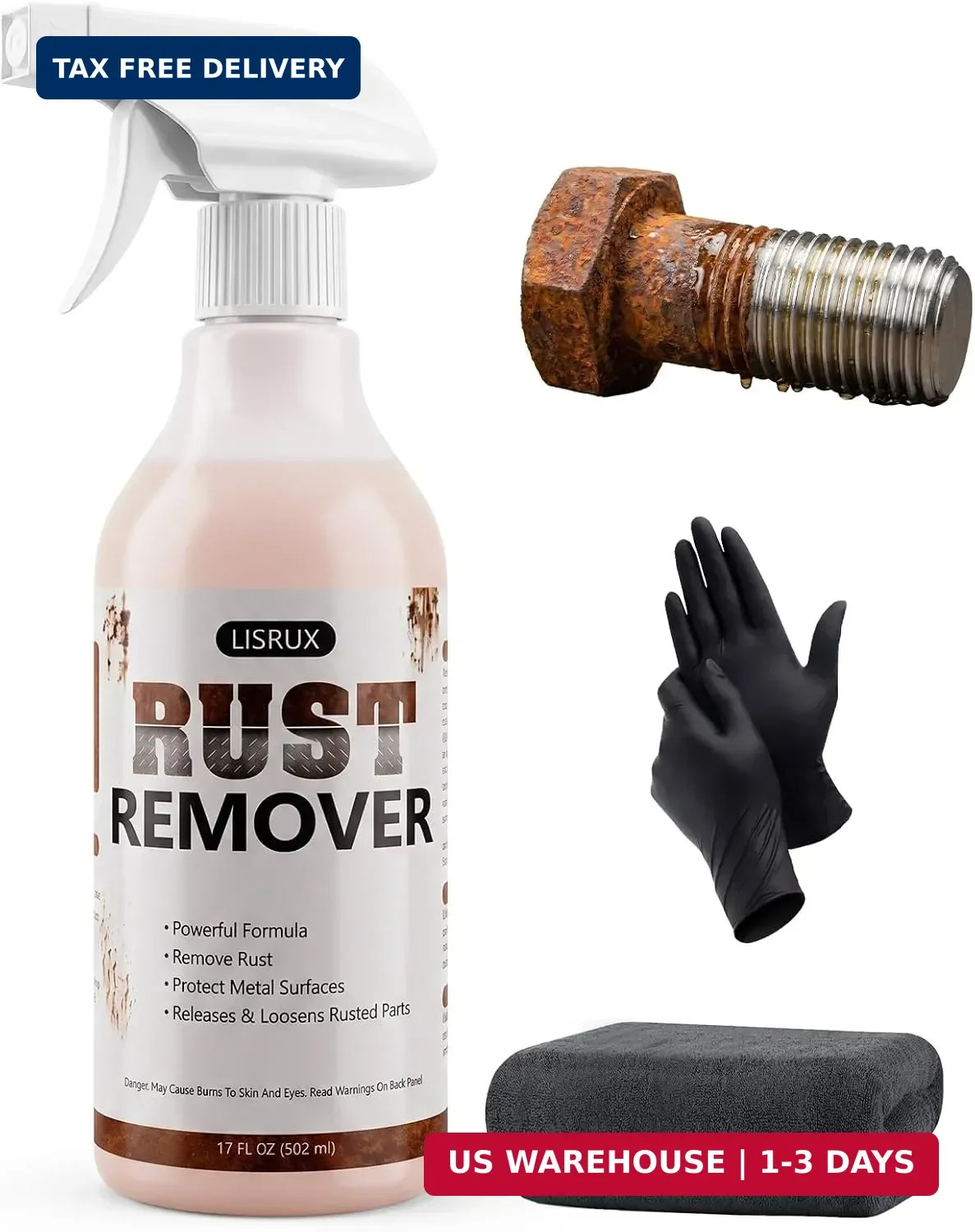 Rust Remover Spray for Metal, 17 fl oz, Upgraded Metal Cleaner, Highly Concentra