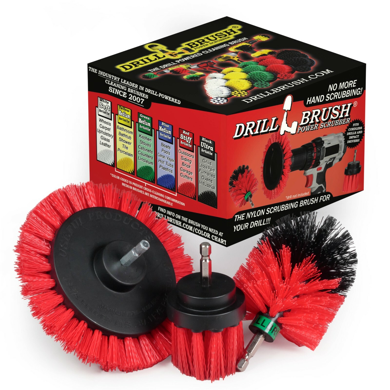 Garden, Patio, and Deck Cleaning – Drill Brush Attachments for Scrubbing Concret