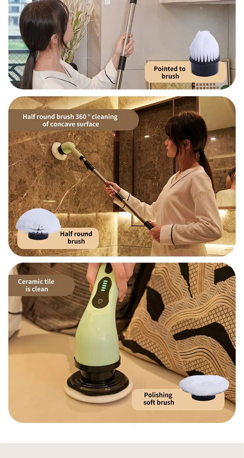 Wireless Home Cleaning Electric Rotating Cleaner Bathroom Window Kitchen Brushes