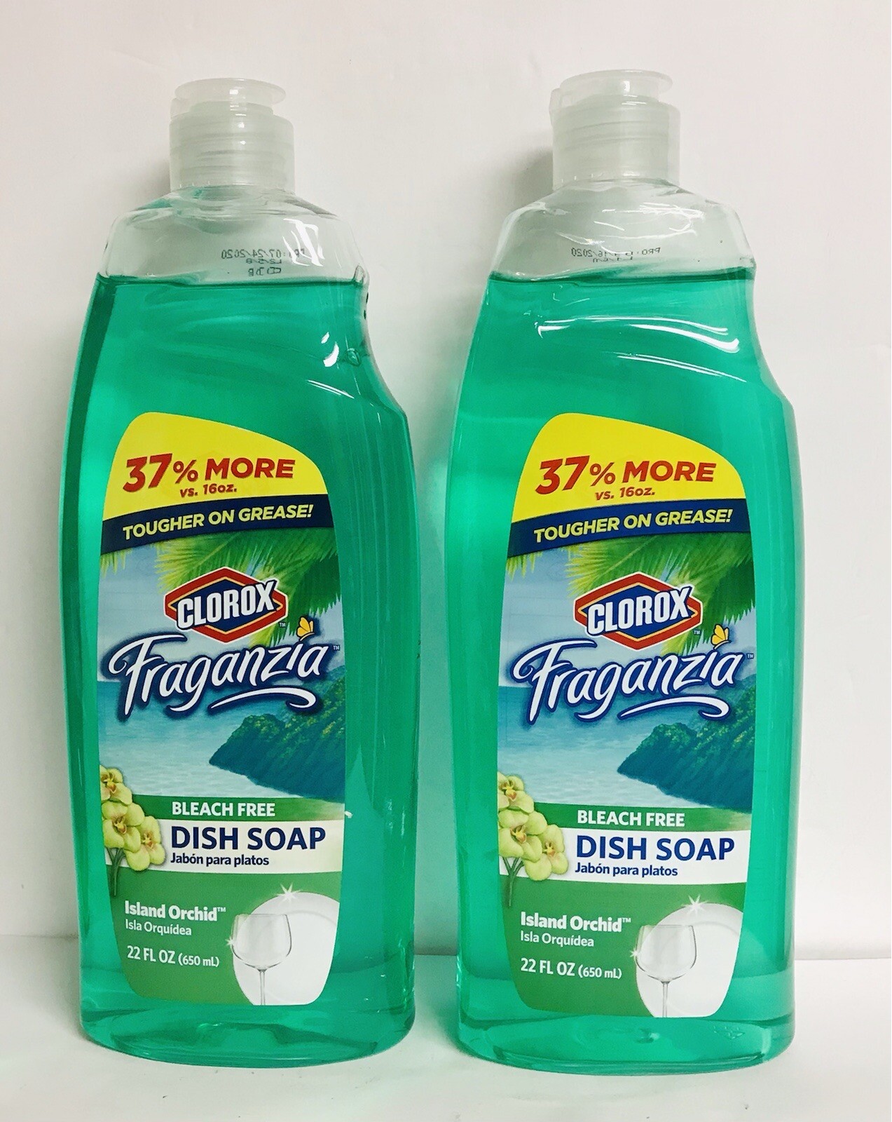 2 Bottles Ffaganzia Dish Soap ~Island Orchid 22 fl oz Each