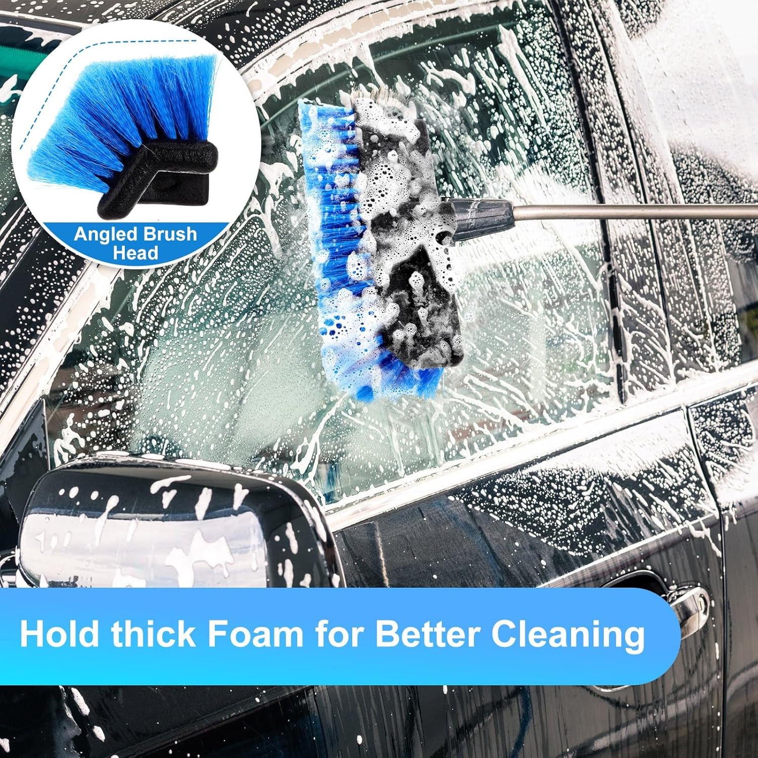 2 Pcs 10” Car Wash Brush Head with Soft Detailing Bristle Soft Fiber