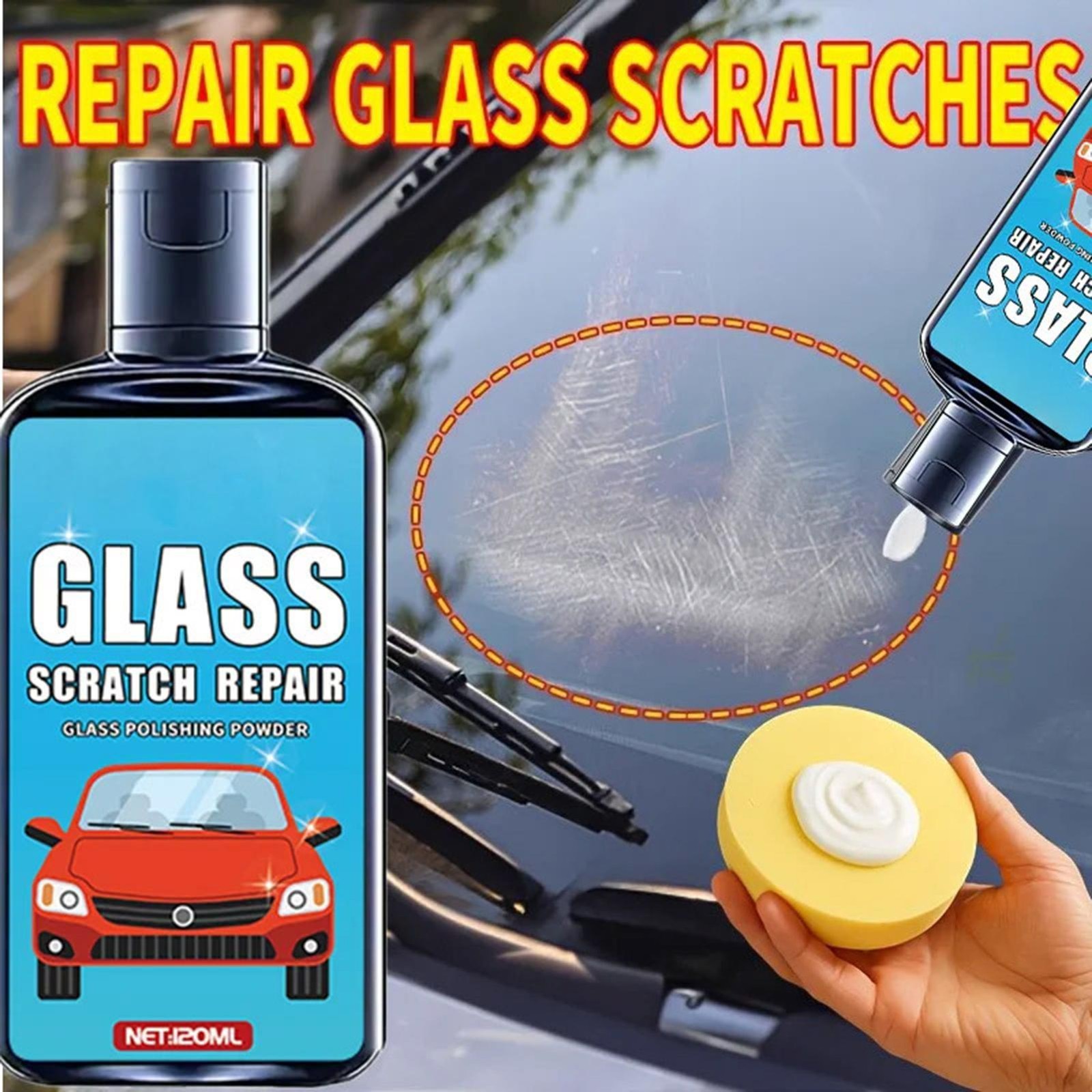 Car Windshield Scratch Remover Window Polisher Windshield and Glass Polishing Ki