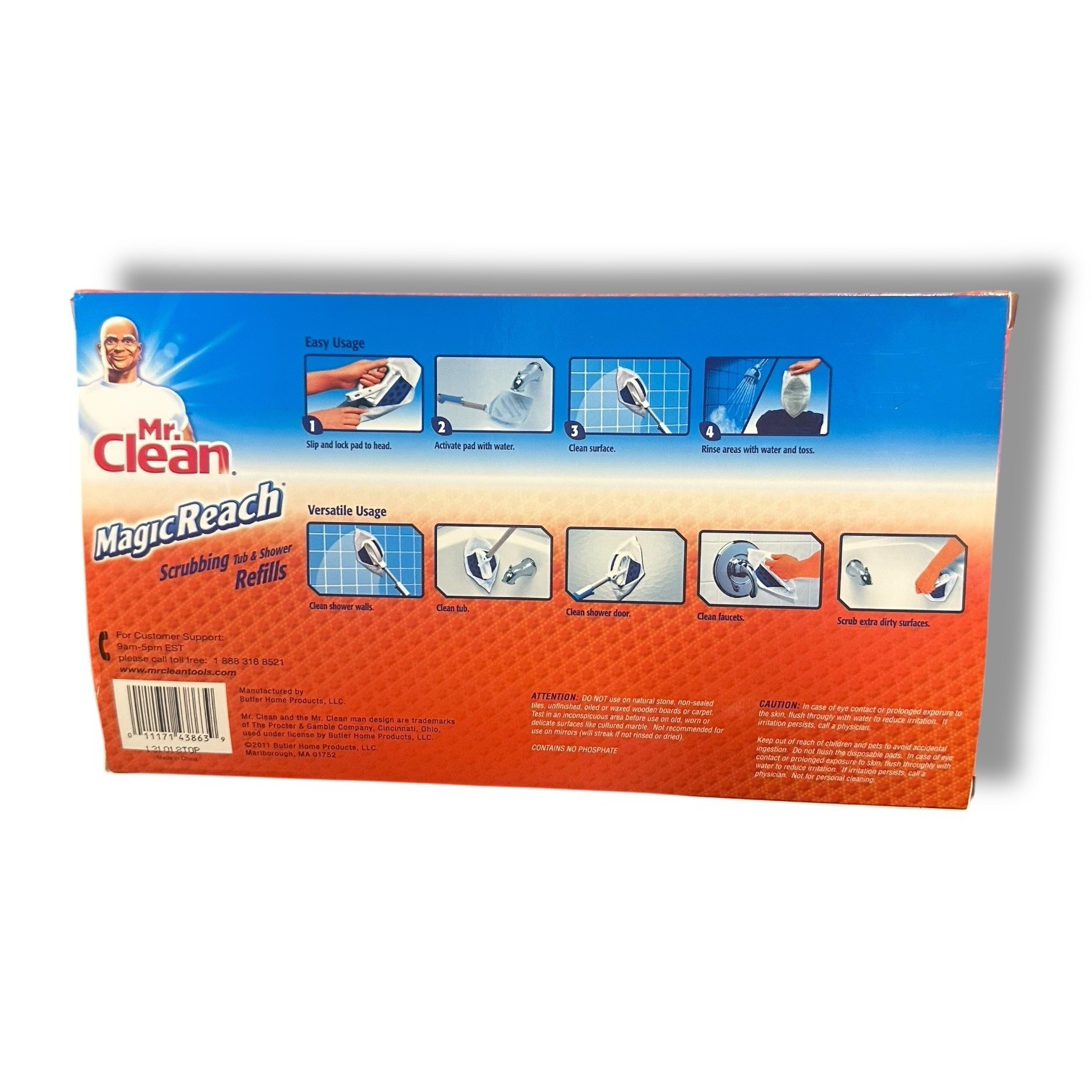 Mr. Clean Magic Reach Scrubbing Tub And Shower 8 Foaming Refill Pads NEW 2011