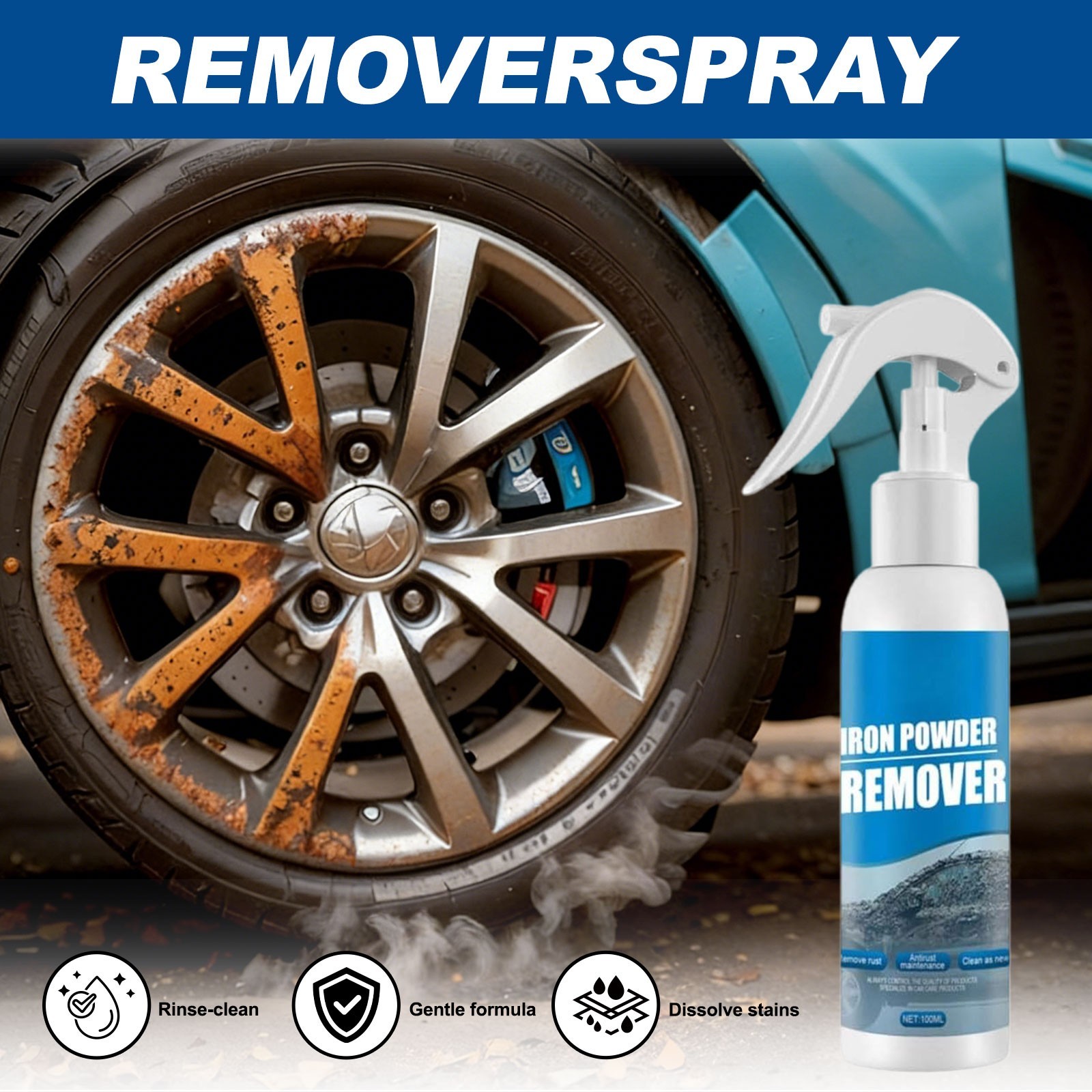 Heavy-Duty Rust Stain Remover, Multi-Purpose Iron Out Cleaner for Tools, Cars