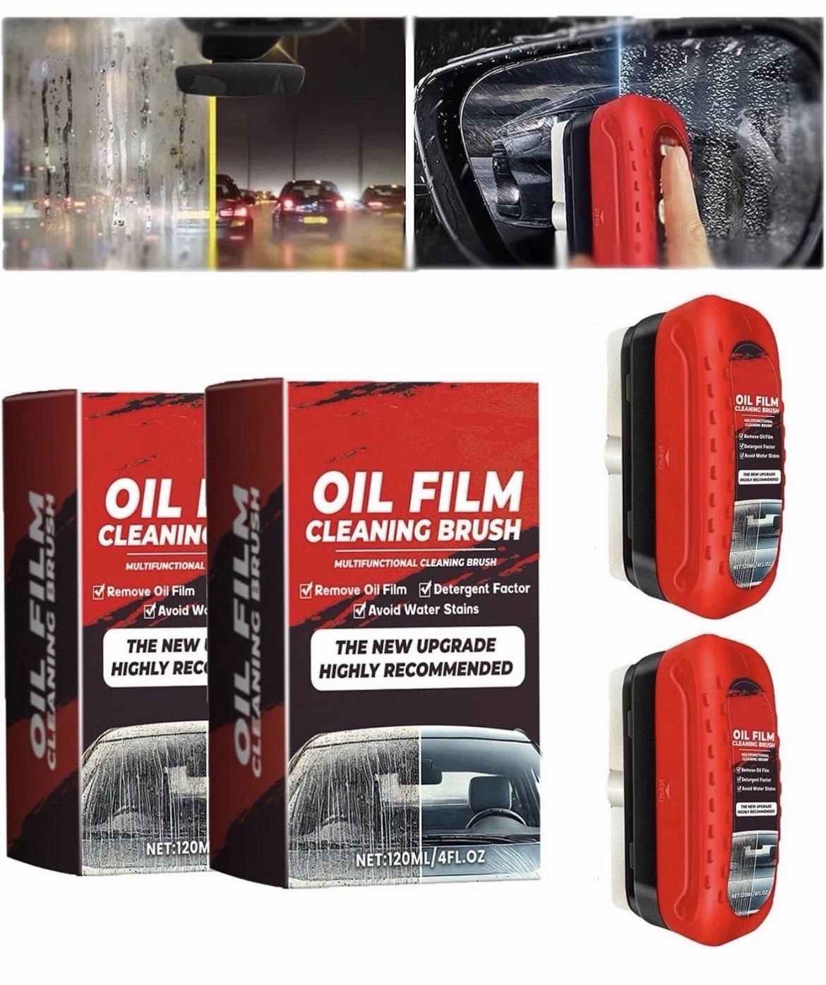 Automotive Oil Film Cleaning Brush 2 Pack Glass Coating for Windshield Clear