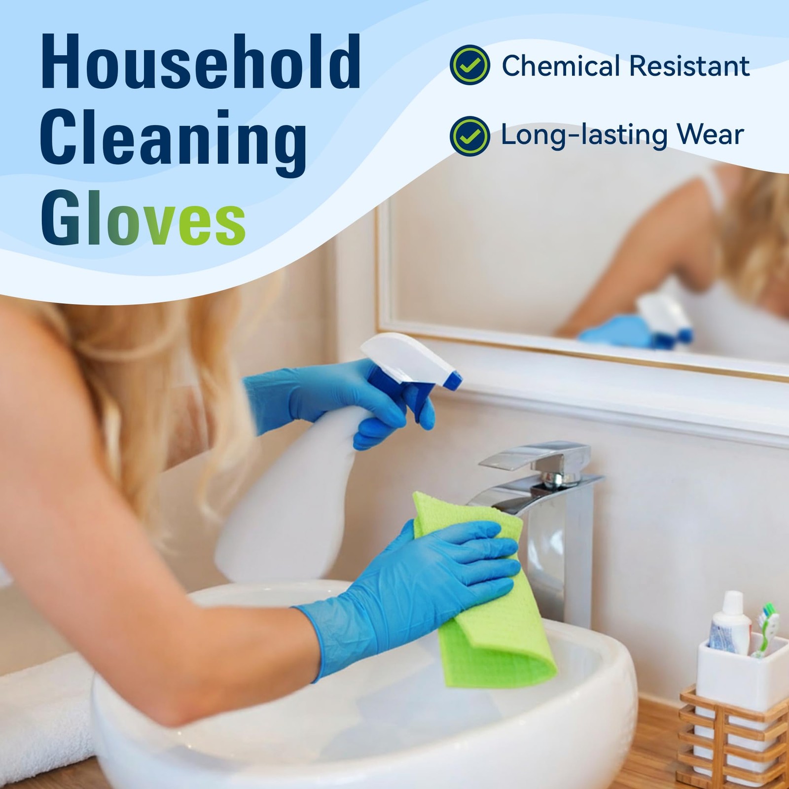 SWIFTLITE Nitrile Gloves, Food Safe Disposable Gloves Latex Medium, Blue