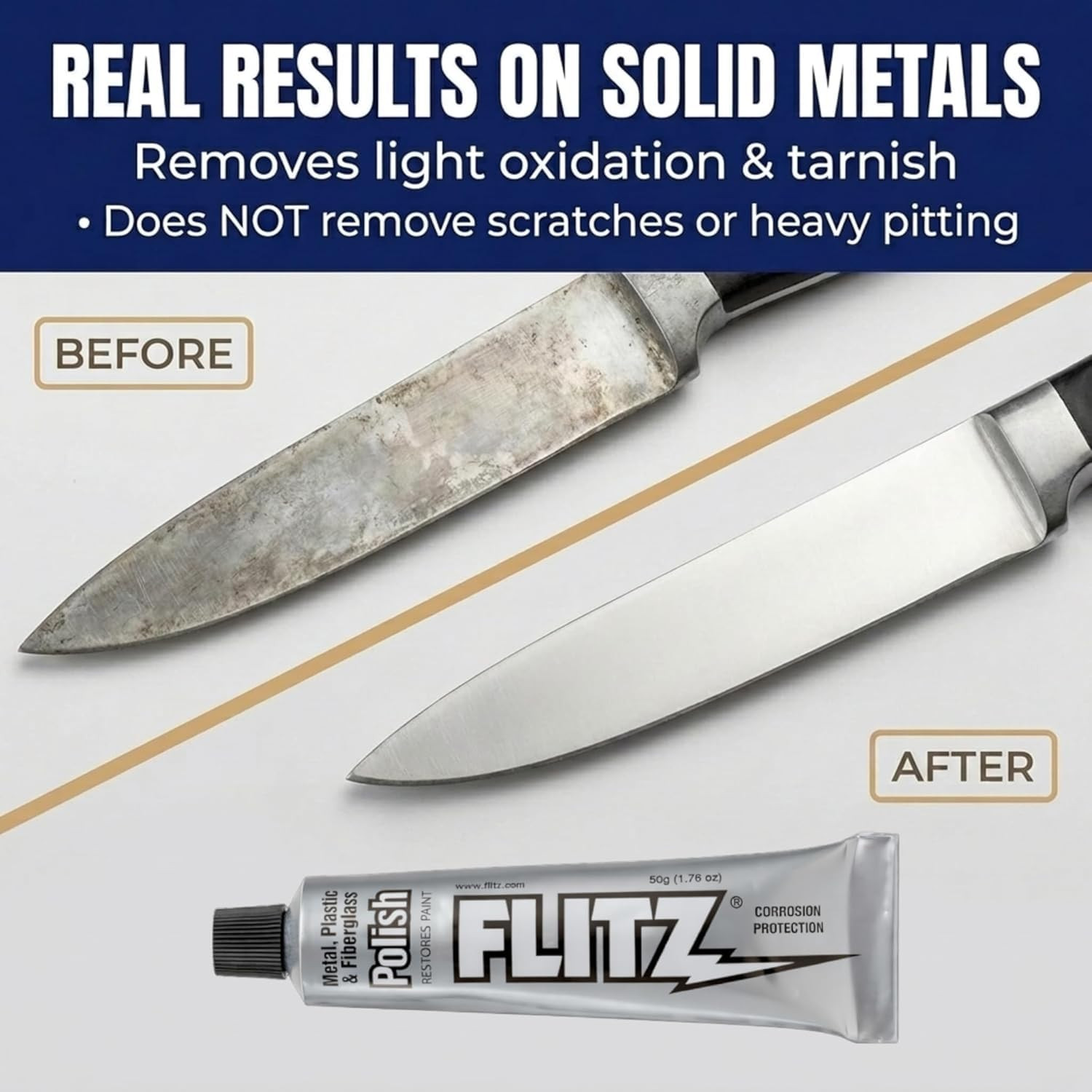 Metal Polish Paste – 1.76Oz Usa-Made Silver Polish for Solid Chrome, Stainless S
