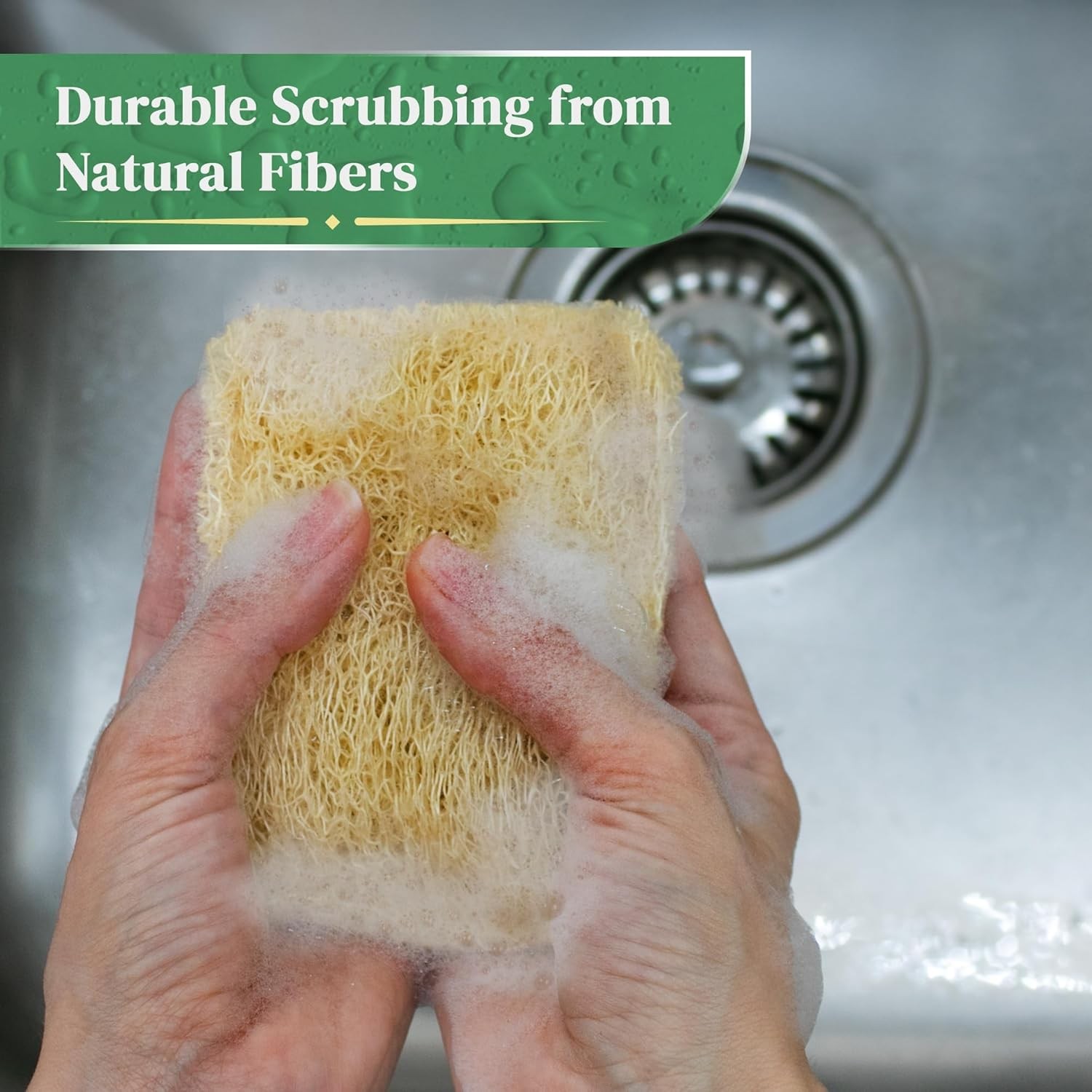 Natural Loofah Kitchen Sponge (3 Pack) – Natural Sponges for Dishes – Eco
