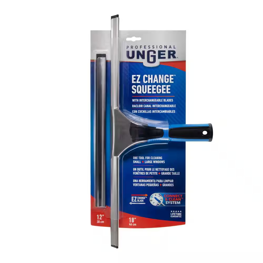 18 In. EZ Change Squeegee with 12 In. Interchangeable Blade Window Cleaner New