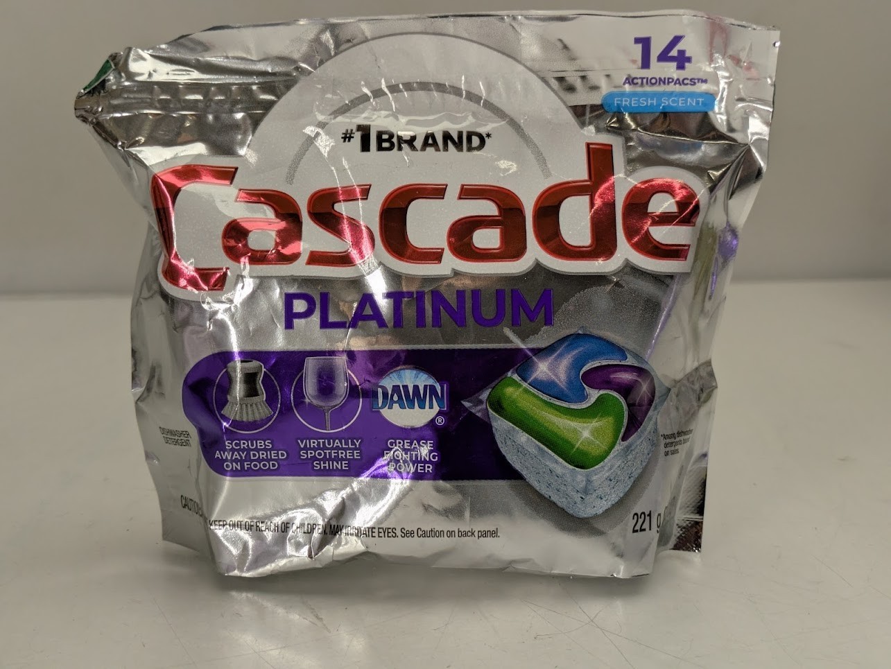 Pack of 2 Cascade Platinum Fresh Scent Pods Dishwasher Detergent 14/Pack 221 g