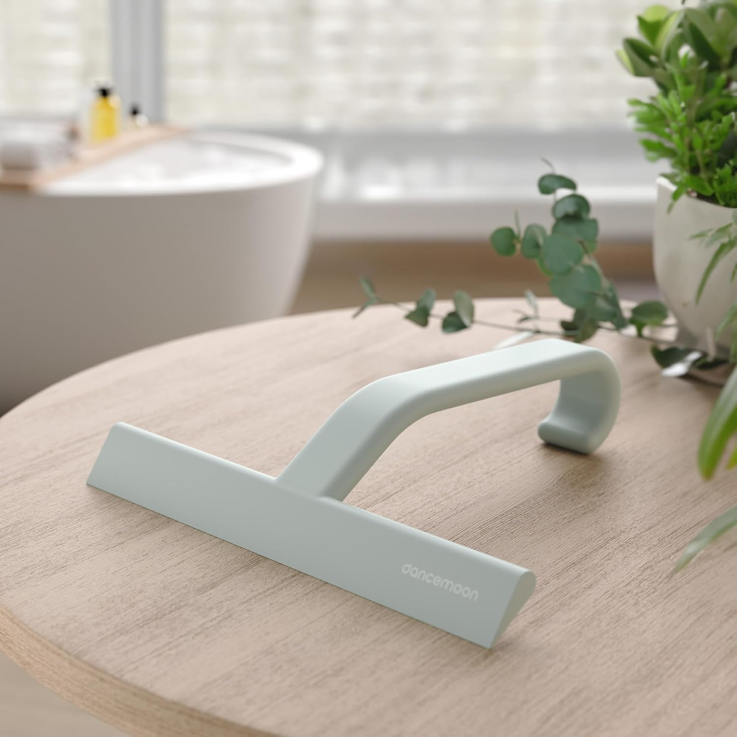 Shower Squeegee 10-Inch Sage Green Silicone Built-in Hook for Glass Doors