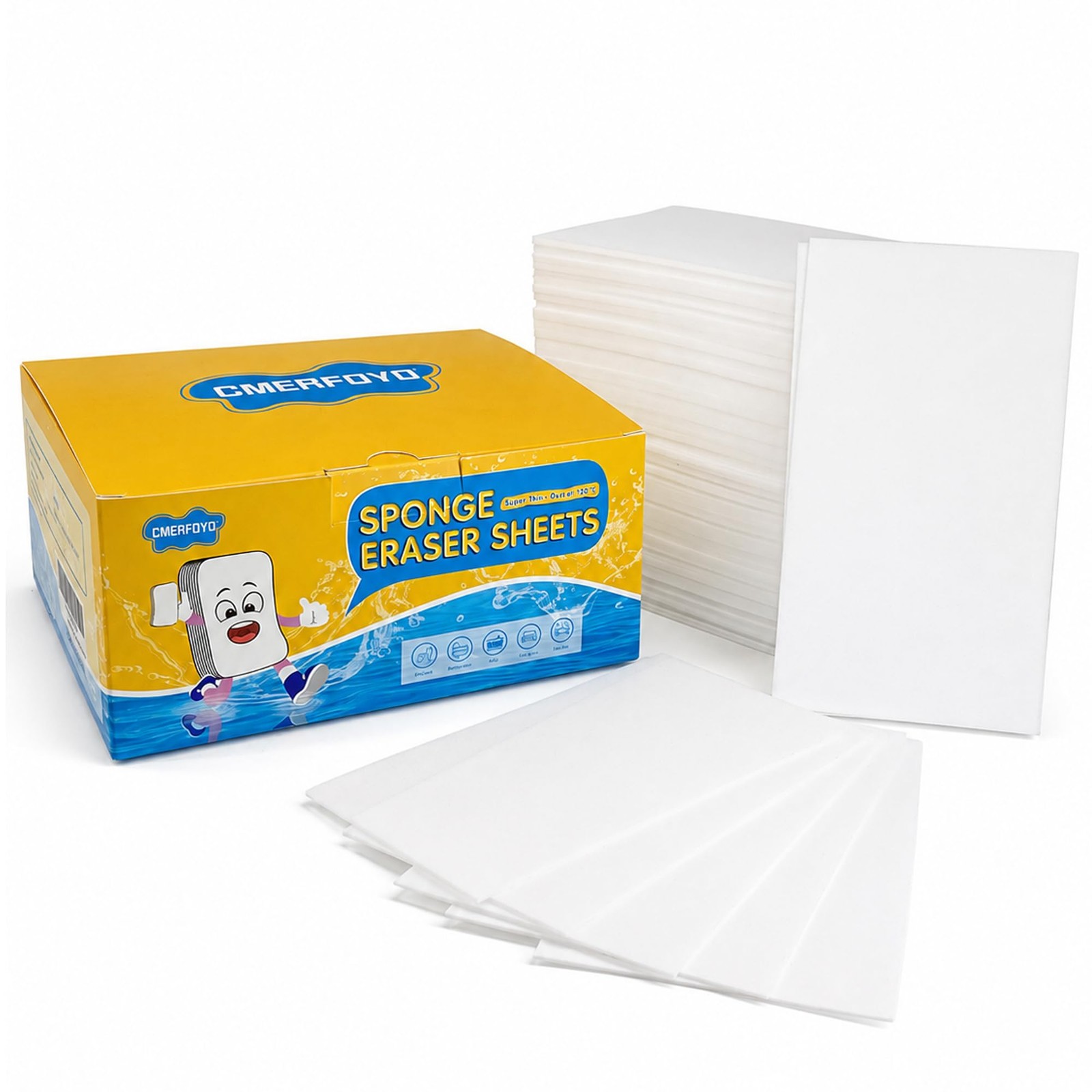 100 Pads Sponge Eraser Sheets, Super Thin 0.12cm Disposable Melamine Sponge S…