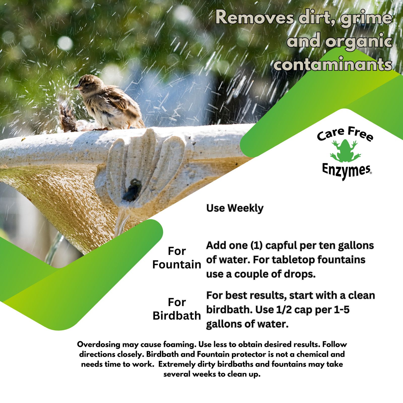 Natural Bird Bath & Fountain Protector | Keeps Water Clear & Slime-Free | 8 oz &