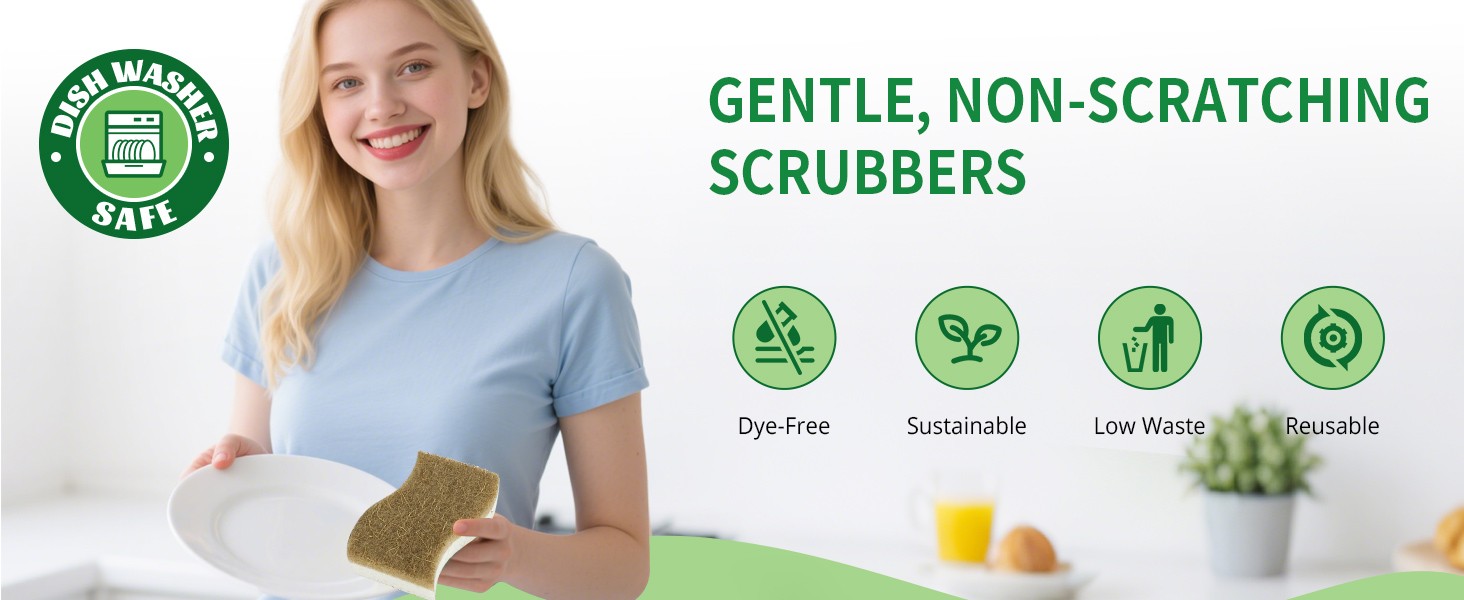 16 Pack Biodegradable Natural Kitchen Sponge – Compostable Cellulose and Coconut