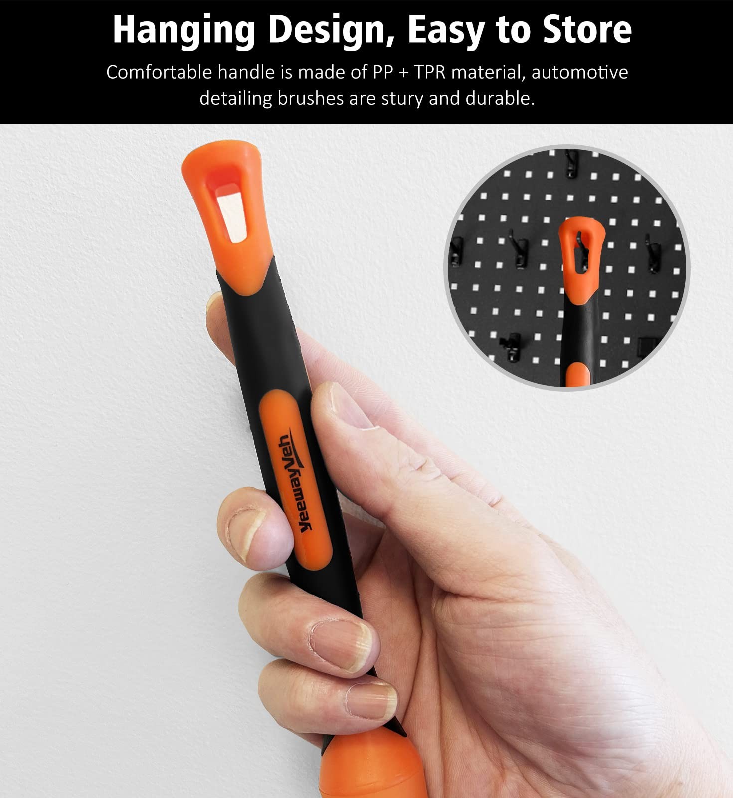 3 Pcs Car Detailing Brush Set Boars Hair Ultra Soft Air Vent Interior Orange