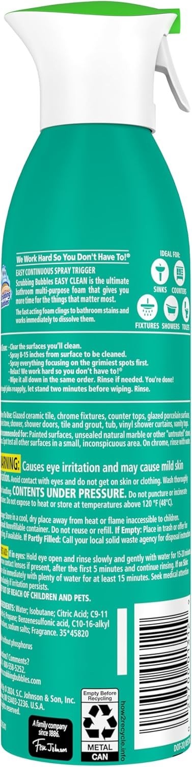 Scrubbing Bubbles Easy Clean Foaming Multipurpose Bathroom Cleaner, Continuous S