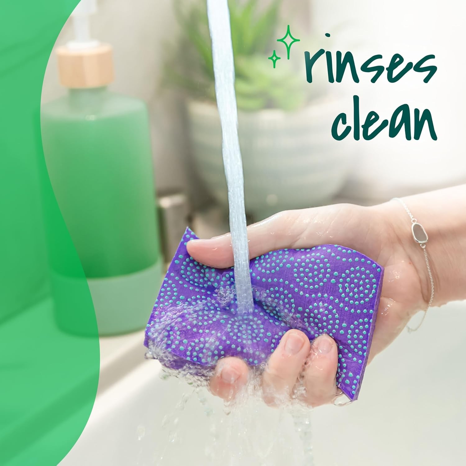 Scrub Dots Non-Scratch Scrub Sponge, Rinses Clean, for Washing Dishes and