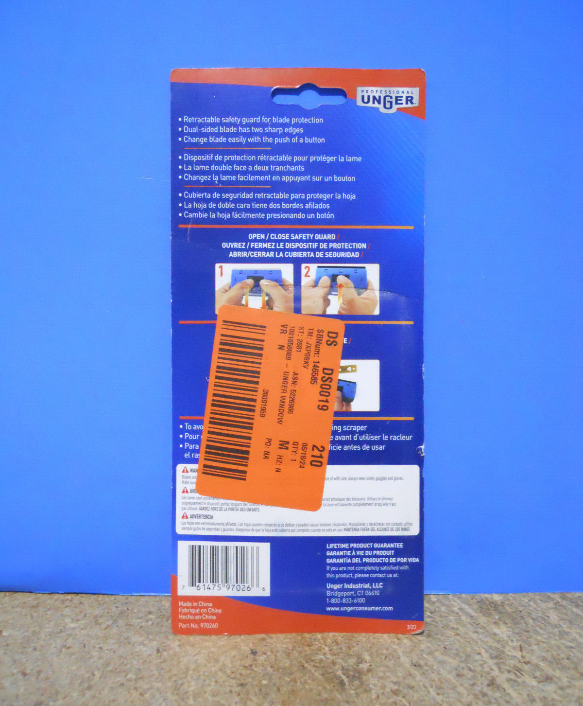 Unger Professional 4″ Window & Glass Cleaning Scraper 970260 New Sealed!