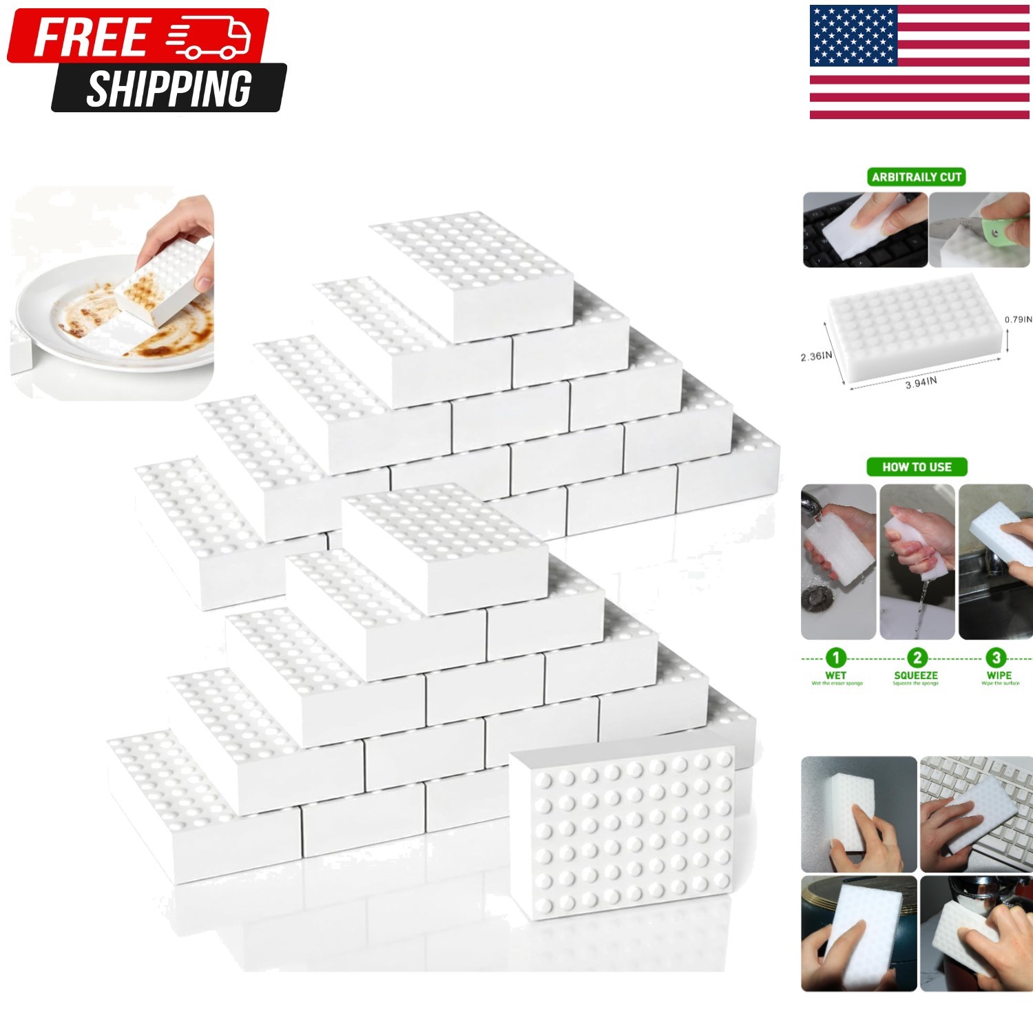 2X Density Sponge Erasers: 50 Pack Non-Toxic Sponges for Effortless Cleaning