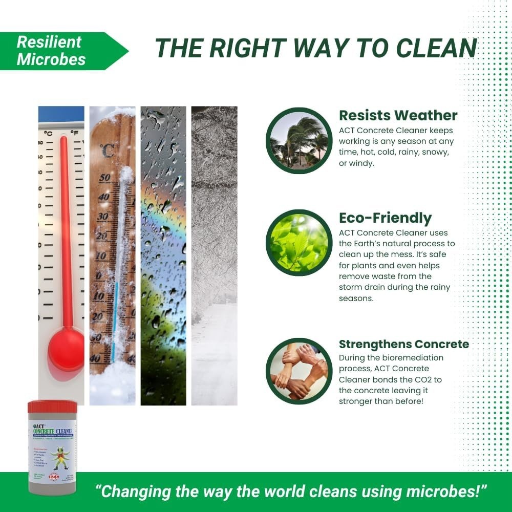 Act Concrete Cleaner Eco Friendly Dry Powder Oil Stain Remover 2 5 Lb