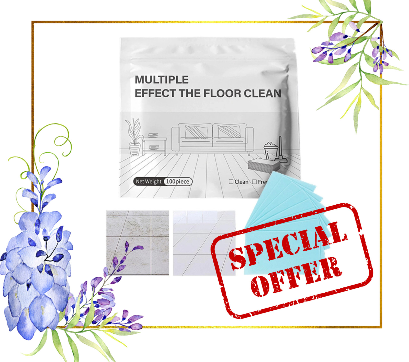 Multiple Effect The Floor Clean, 100 Piece Floor Cleaning Tablets Multi-Surface