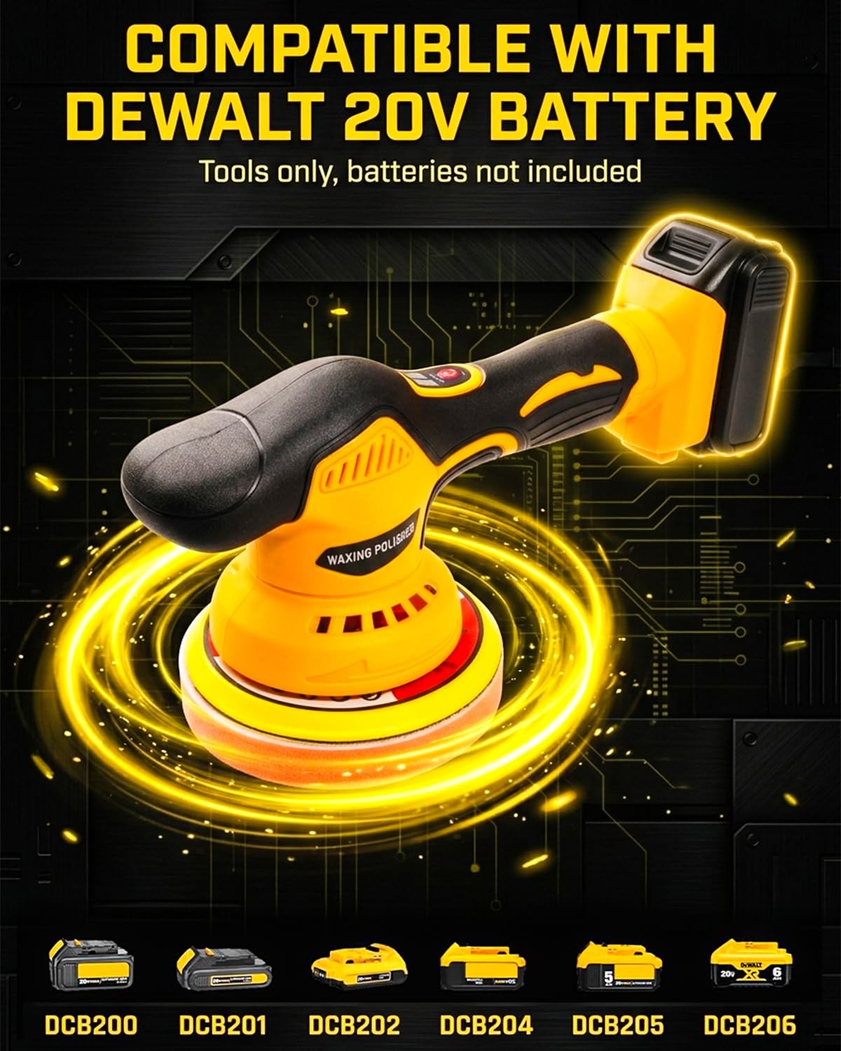 Cordless Buffer Polisher Compatible with Dewalt 20V Battery, 6 Inch Orbital C…