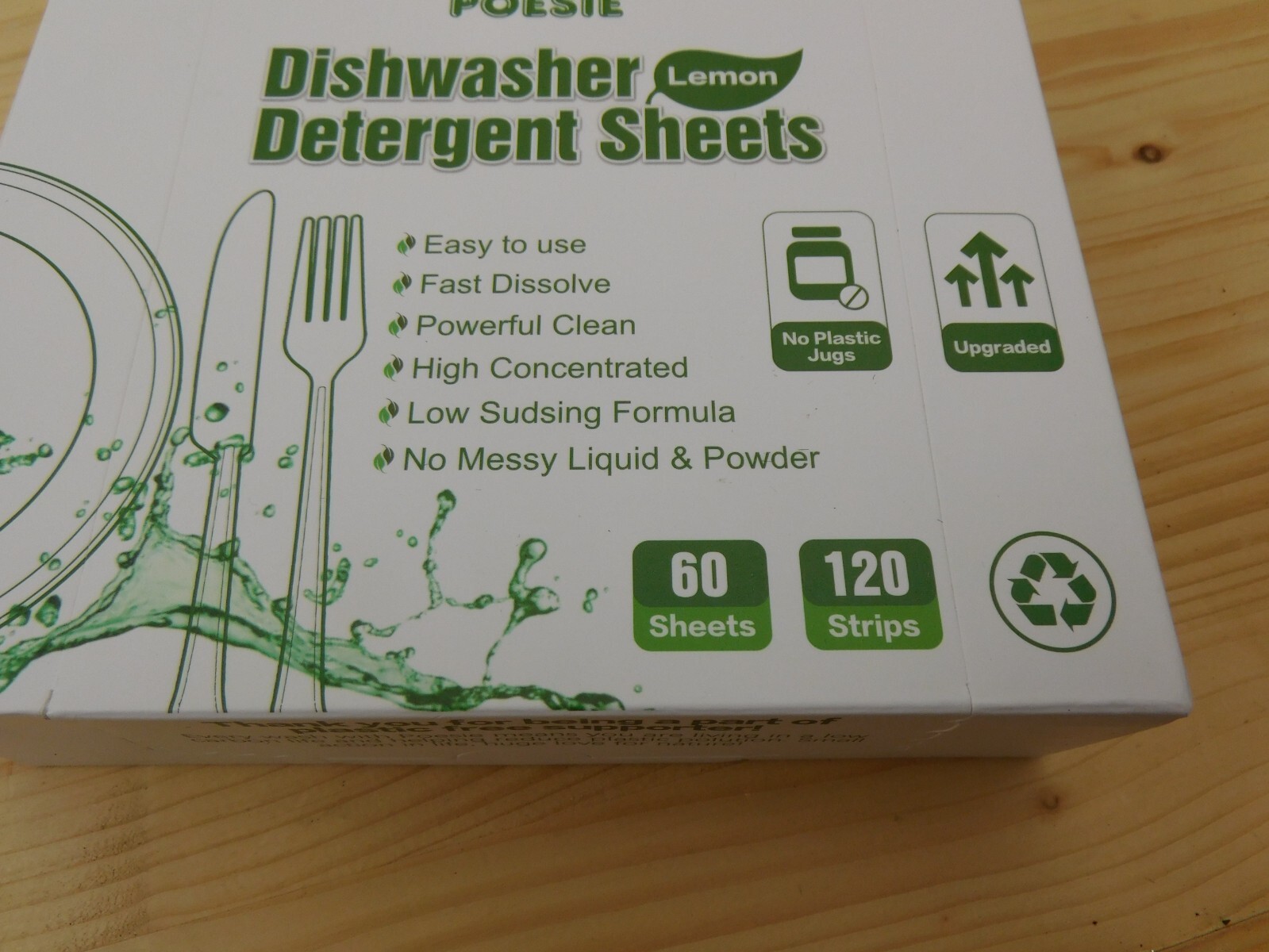 Poesie Dishwasher Detergent Sheets 60 Sheets/120 Strips Lemon Scent Exp 8/15/25