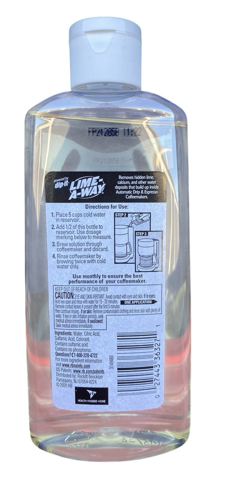 DIP-IT Lime-A-Way Coffeemaker Descaler & Cleaner 7 fl oz Liquid Bottle New