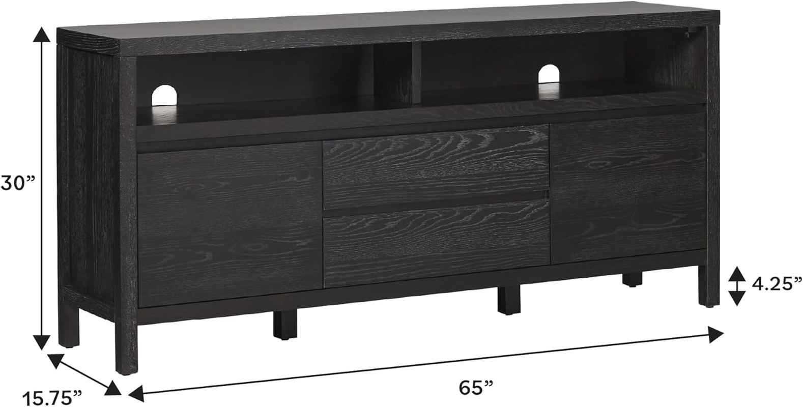 Rustic Solid Oak Wood Sideboard with Storage – 65″ Modern Farmhouse Design