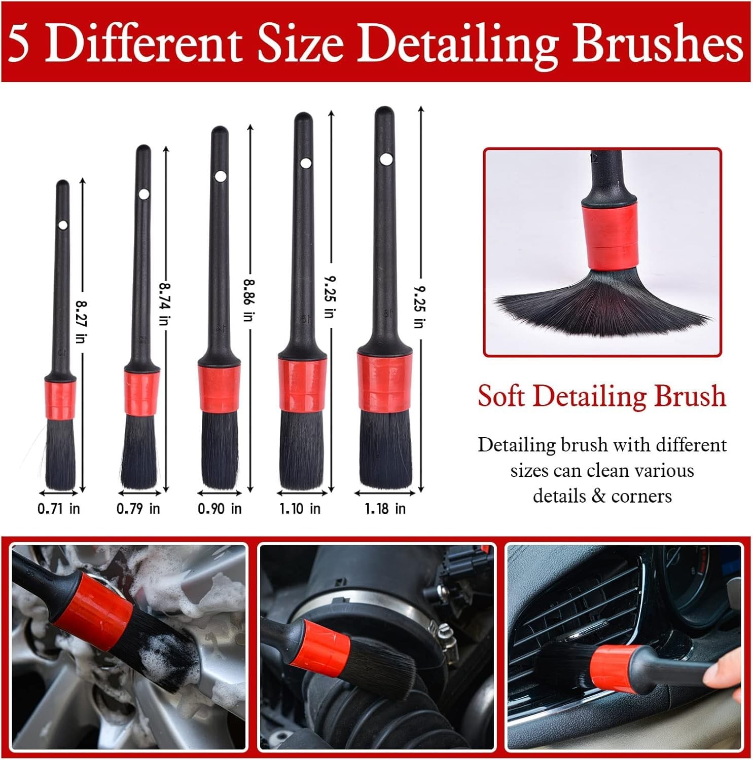 11 Pcs Auto Car Detailing Brush Set Car Interior Exterior Cleaning Kit for Wheel