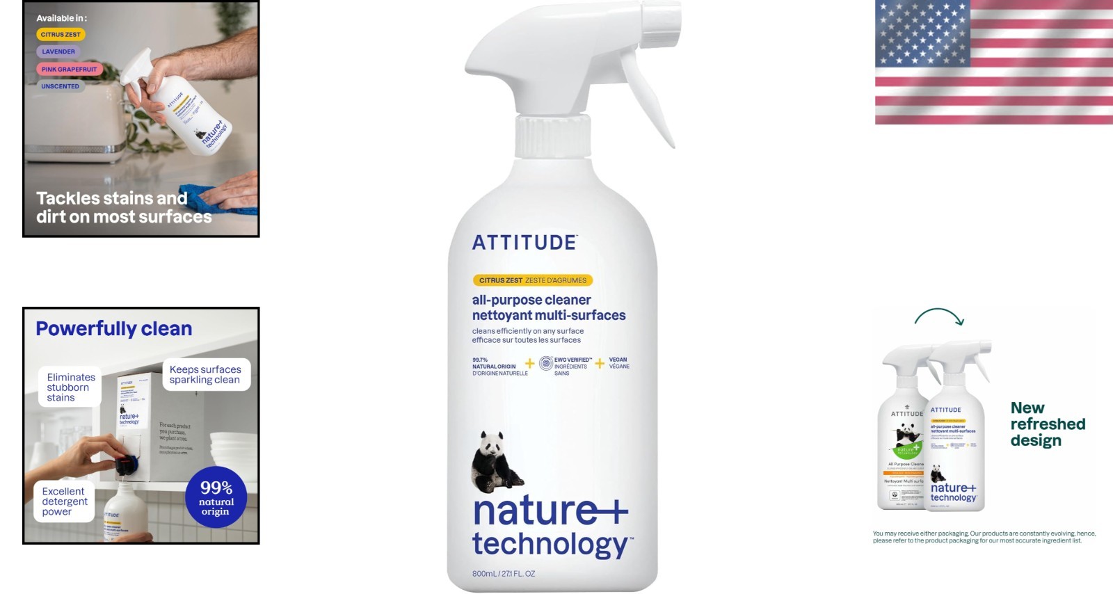 Naturally Derived All Purpose Cleaner – EWG Verified, 27.1 Fl Oz Citrus Scent