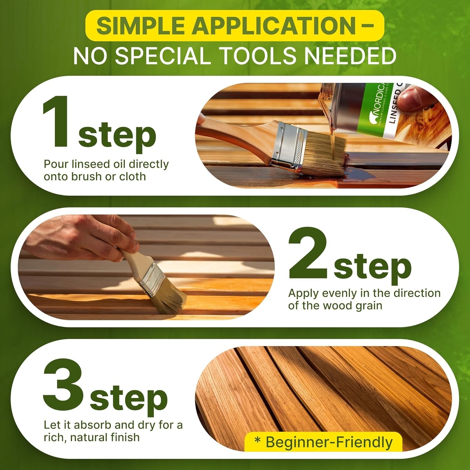 Linseed Oil for Wood 100% Pure Natural Wood Finish & Sealer for Indoor Furniture