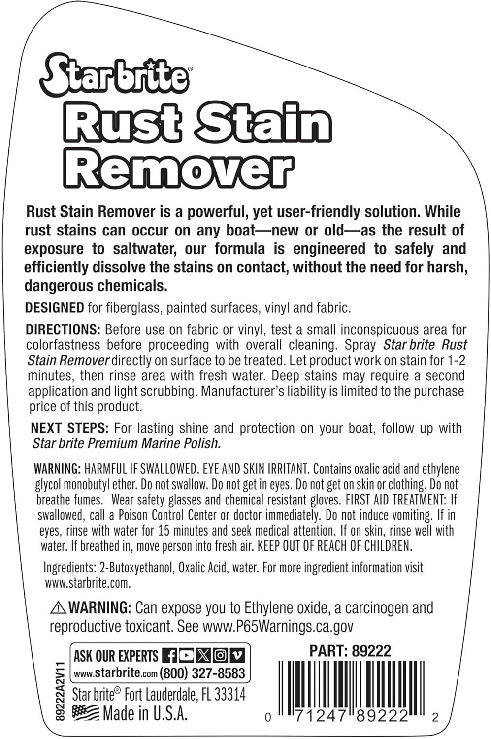 STAR BRITE Rust Stain Remover Spray – Instantly Dissolve Corrosion Stains on Fib