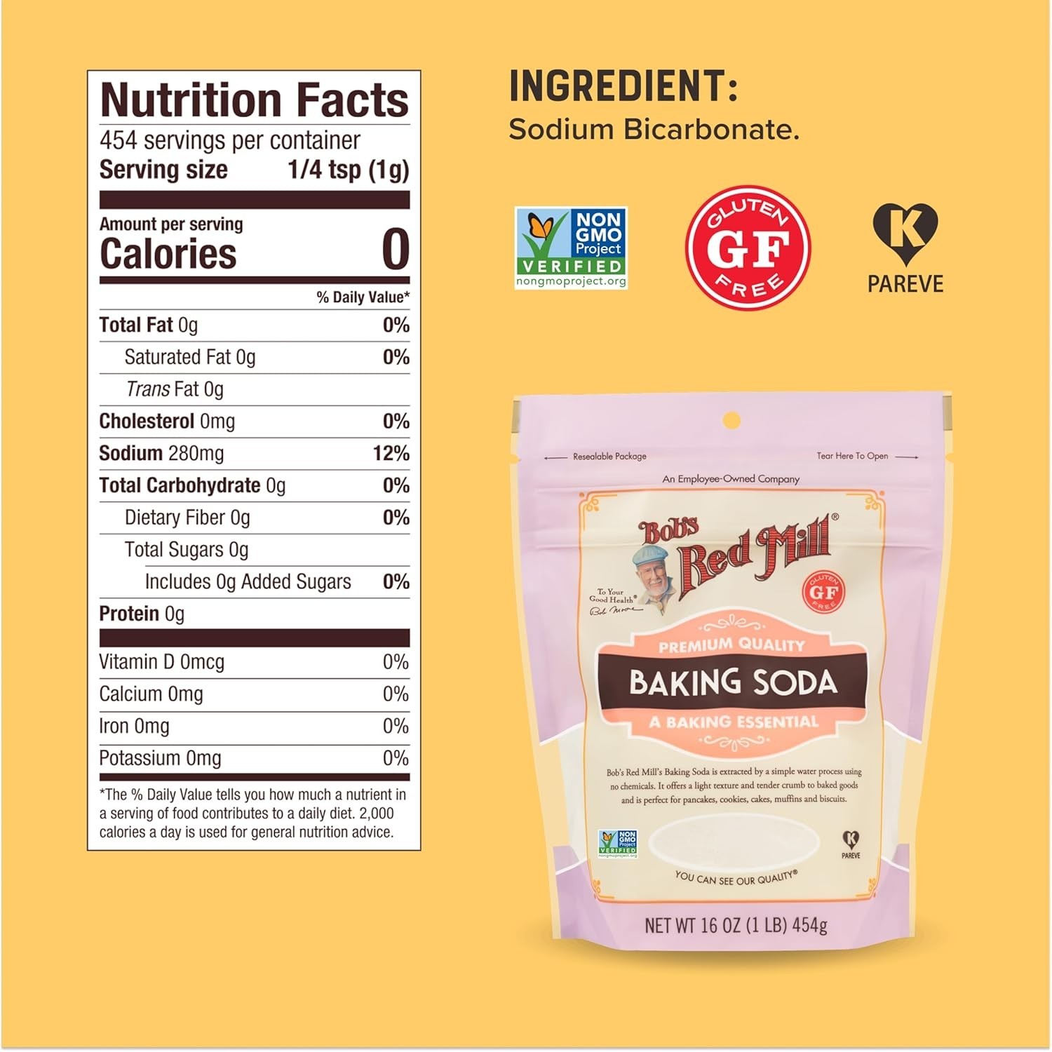 Baking Soda – 1 Pound Pack of 4, Non GMO, Gluten Free, , Kosher, Paleo Friendly