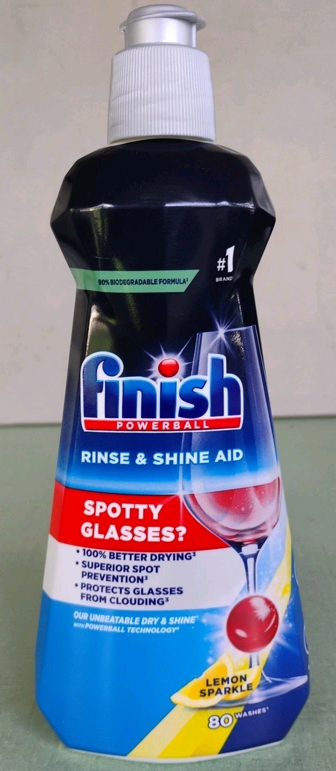 Finish Powerball RInse & Shine Aid 2-Pack Lemon Sparkle 400ml 13.5oz 80 Washes